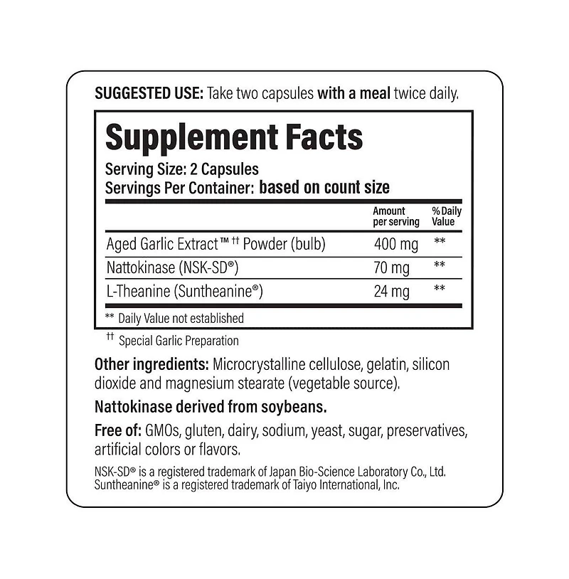 Kyolic Aged Garlic Extract Formula 109, Blood Pressure Health, 80 Capsules