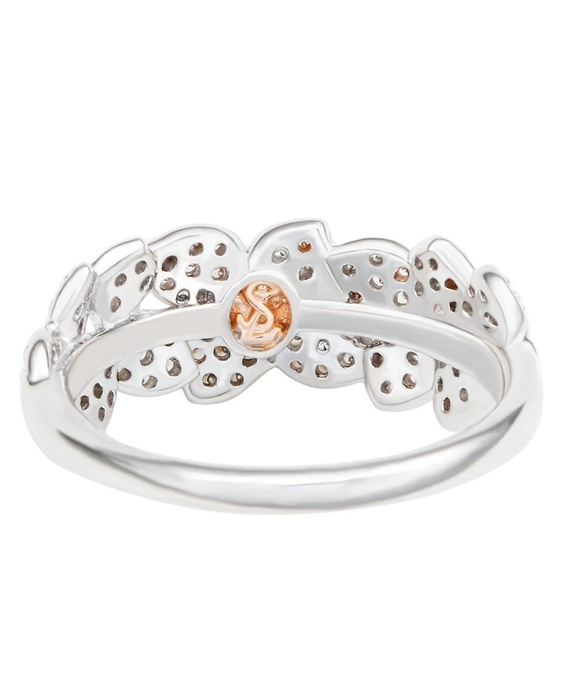 Suzy Levian New York Sterling Silver Cubic Zirconia Multi Flower Band Ring