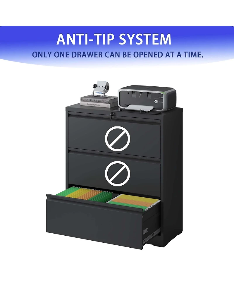 Boyel Living Lateral File Cabinet Drawer, Lockable File Cabinet for Home Office