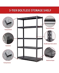 Boyel Living 72"H 5 Tier Metal Shelves for Storage Garage Shelving 2000LBS Storage Utility Rack, 47.2"W23.6"D72"H, Black