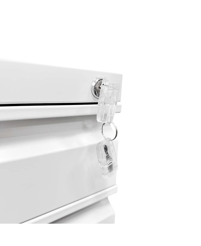 Boyel Living 3 Drawer Mobile File Cabinet with Lock, Metal Filing Cabinets for Home Office Organizer Letters/Legal/A4, Fully Assembled, White