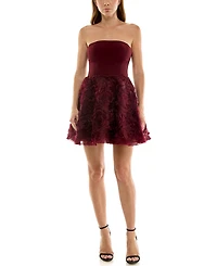 Seni & Cade Juniors' Strapless Lace-Up Back Mini Dress