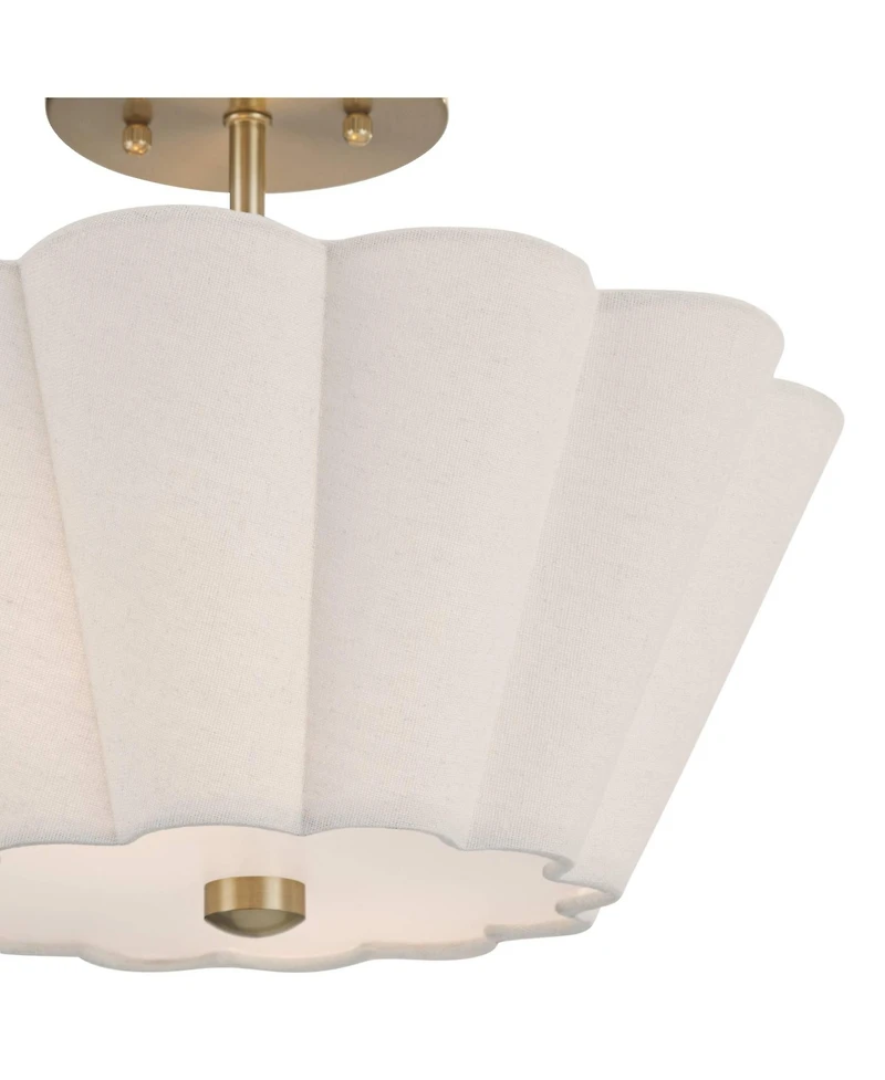 360 Lighting Izeda Wide Satin Brass Fabric 2-Light Ceiling Light