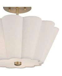360 Lighting Izeda Wide Satin Brass Fabric 2-Light Ceiling Light