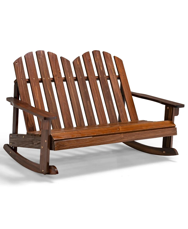 Gymax Adirondack Rocking Chair Kid Backrest Armrest Solid Wood