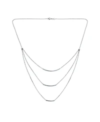 Bling Jewelry Layered Multi Triple Strand Chain Curved Bar Necklace .925 Sterling Silver