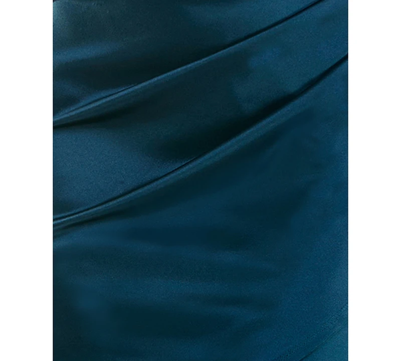 Emerald Sundae Juniors' Sweetheart Neck Corset Short Satin Dress