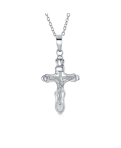 Bling Jewelry Religious Jesus Passion Crucifix Cross Pendant Necklace Matte .925 Sterling Silver 18 Inch
