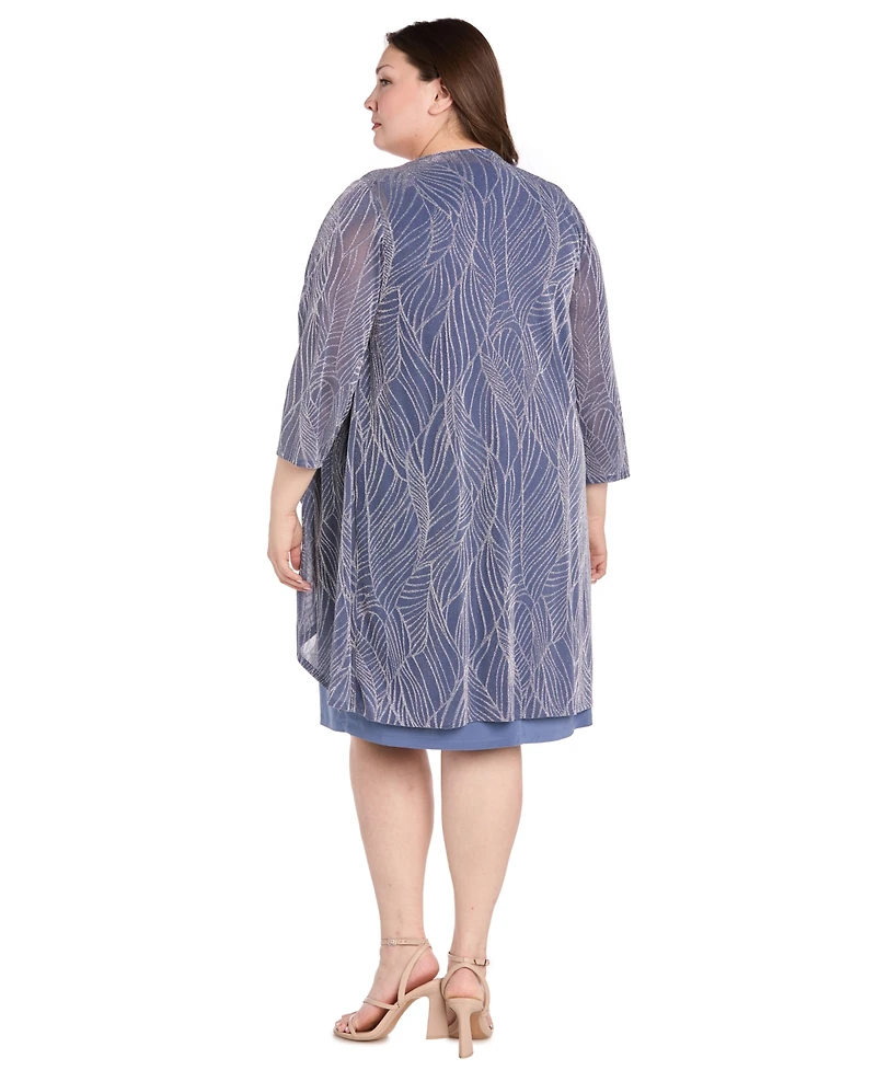R & M Richards Plus Ruffle Knit Dress Jacket, 2-Piece Set