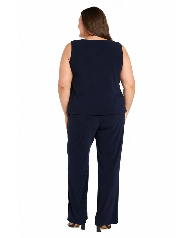 R & M Richards Plus Top, Pants, Jacket, 3-Piece Set