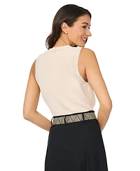 CeCe Women's Crewneck Shell-Button Tank Top