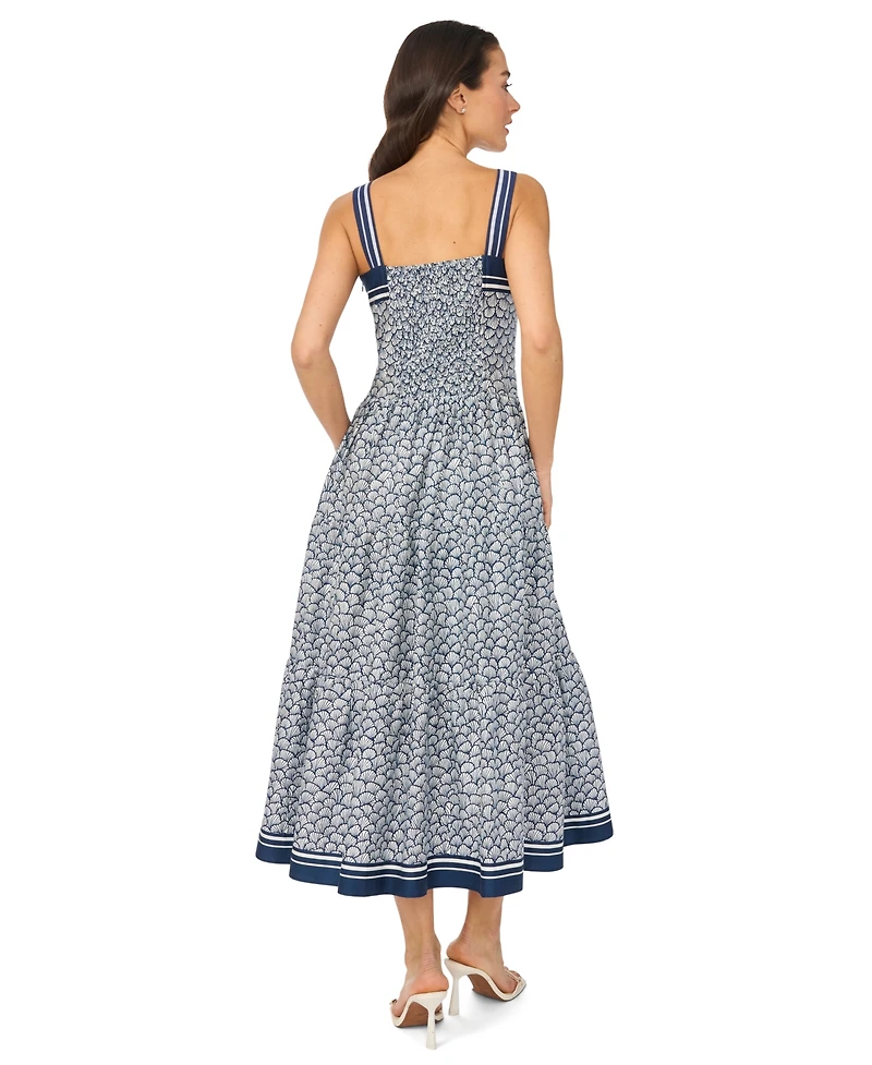 CeCe Women's Sleeveless Square Neck Tiered Midi Dress