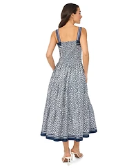 CeCe Women's Sleeveless Square Neck Tiered Midi Dress