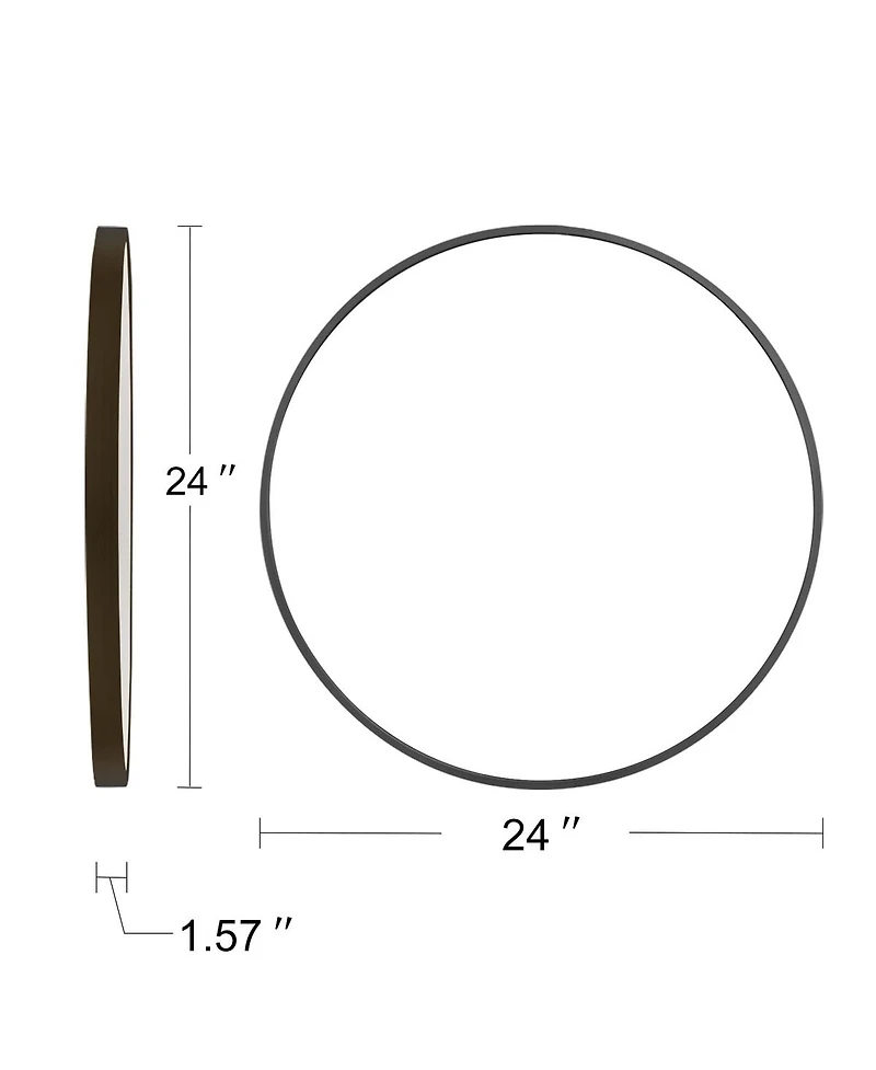 Laoties 24" Wall Mounted Round Mirror with Brushed Aluminum Frame for Bathroom, Entryway, Living Room