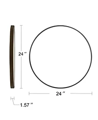 Laoties 24" Wall Mounted Round Mirror with Brushed Aluminum Frame for Bathroom, Entryway, Living Room