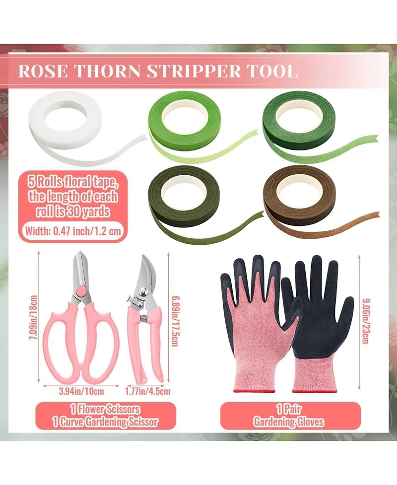 Xdovet Rose Thorn Remover Set Stripper Tool Scissor Gloves Gift