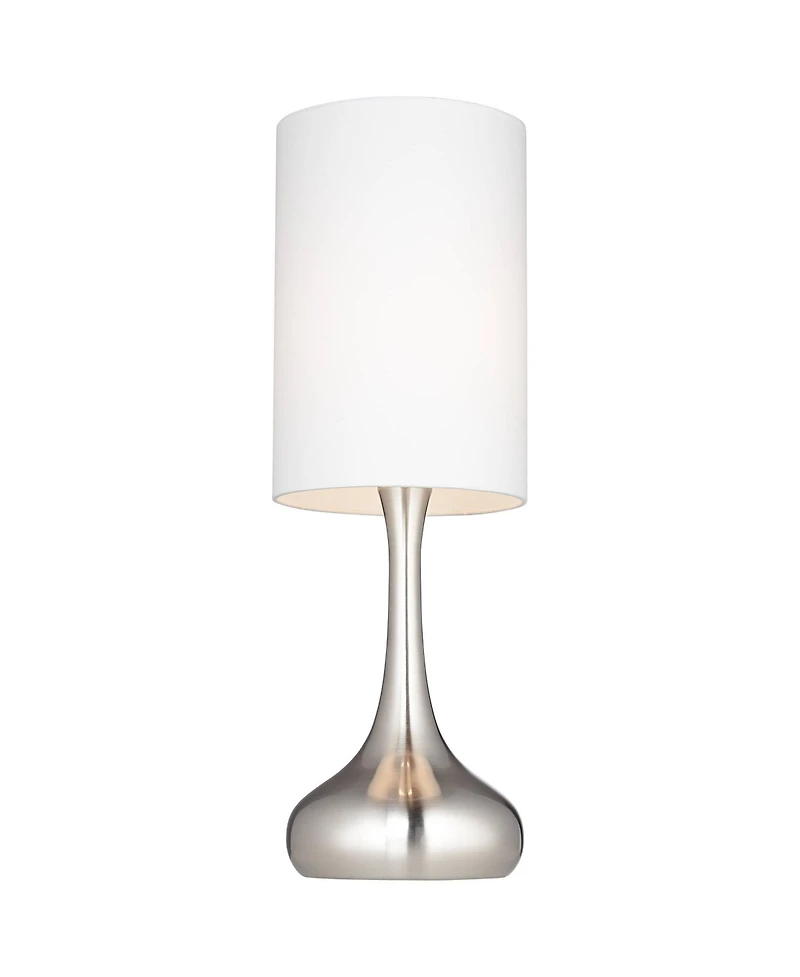360 Lighting Modern Table Lamps 24.5" High Set of 2 Brushed Steel Droplet White Cylinder Shade for Living Room Family Bedroom Bedside Office