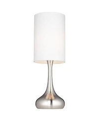 360 Lighting Modern Table Lamps 24.5" High Set of 2 Brushed Steel Droplet White Cylinder Shade for Living Room Family Bedroom Bedside Office