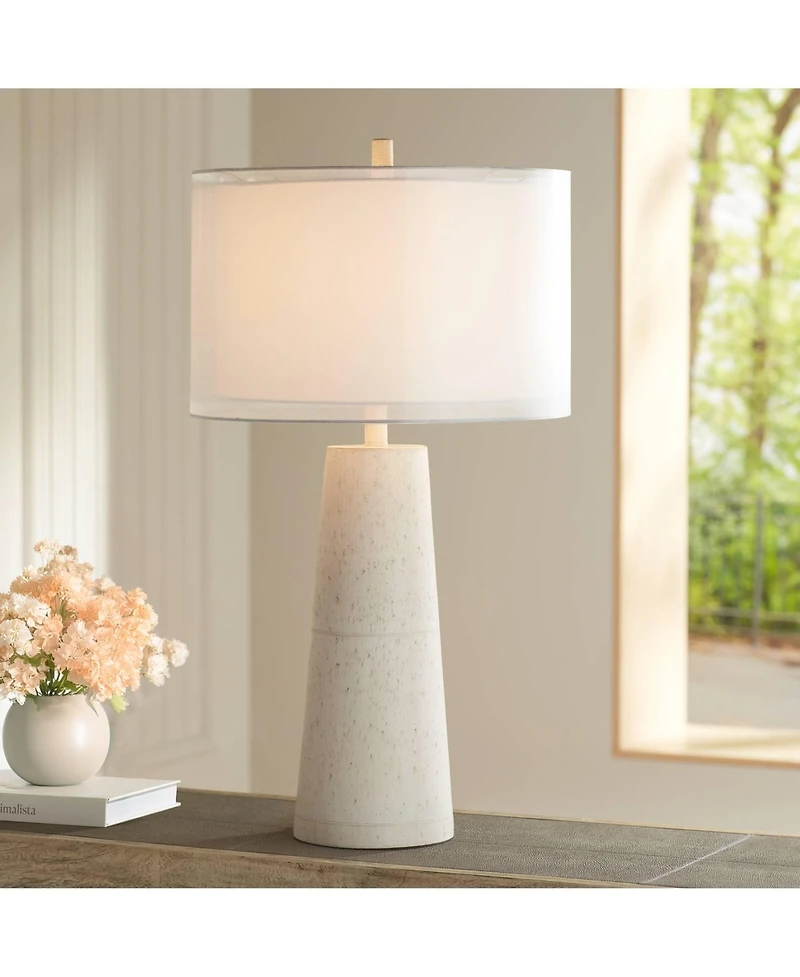 Possini Euro Design Travertine 31 1/2" Tall Large Modern End 3-Way Table Lamp Faux Marble Finish Single Living Room Bedroom
