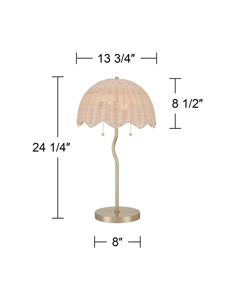 Possini Euro Design Brella 24 1/4"H Rattan 2-Light Lamp Set with Dimmer