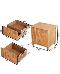 Streamdale Furniture Fluted 3-Drawer Mid-Century Modern Wood Nightstand 21.65'' Wide