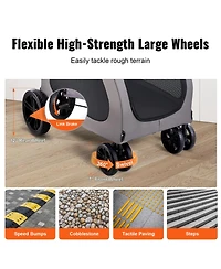 Vevor Pet Stroller 4-Wheels Dog Stroller Carrier 160lbs Weight Capacity Portable