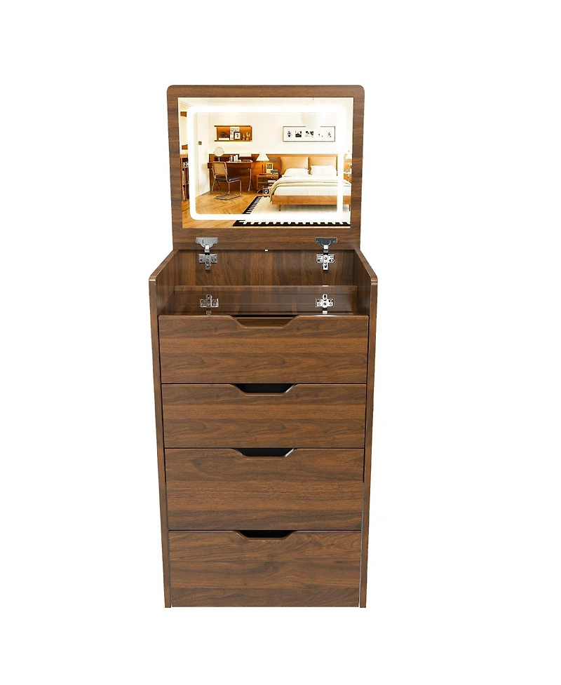 Streamdale Furniture 3-in-1 Vanity Desk with Lighted Mirror and Stool