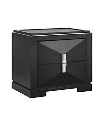 Streamdale Furniture Mid-Century Modern 2-Drawer Wood Nightstand with Diamond Pattern