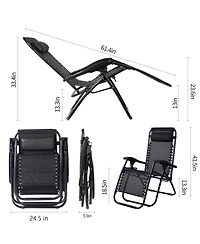 Aofar Zero Gravity Folding Reclining Lounge Chair With Side Table Cup Holder