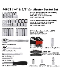 Xdovet Socket Set Sae Metric Ratchet Extension Universal Joint 94pieces