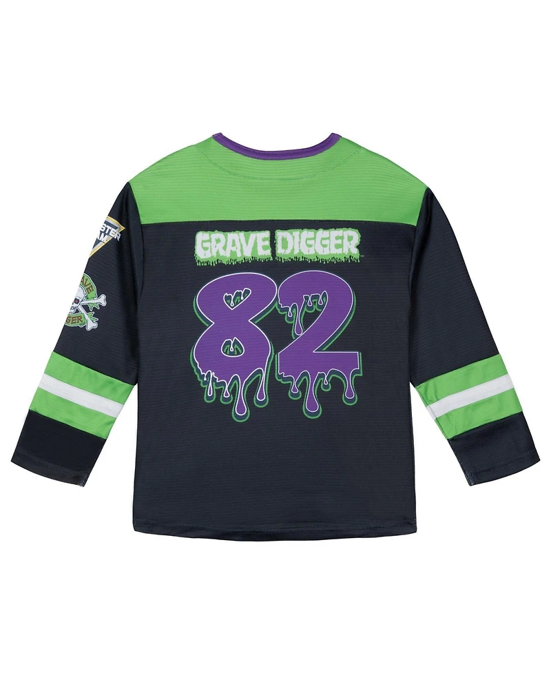 Monster Jam Little Girls 12- 5 Mesh Pullover Graphic Hockey Jersey Top