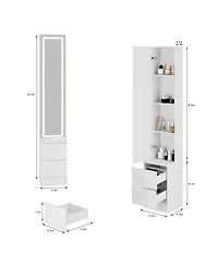 Streamdale Furniture Led Dressing Mirror Jewelry Cabinet with Adjustable Brightness and Storage