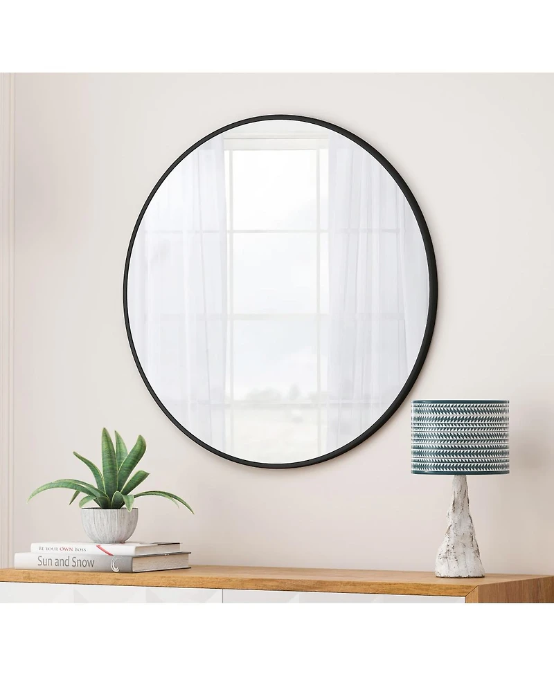 Laoties 28" Round Wall Mirror, Bathroom Vanity Mirror for Entryway, Bedroom and Living Room