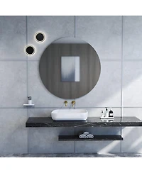 Laoties 28" Round Bathroom Vanity Mirror, Wall Mirror for Bedroom, Entryway and Living Room