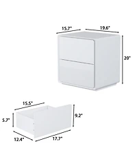 Homsee Modern Nightstand with Storage - 20-Inch Glossy Mdf Bedside Table with Led Light Strip | Minimalist Nightstand for Bedroom