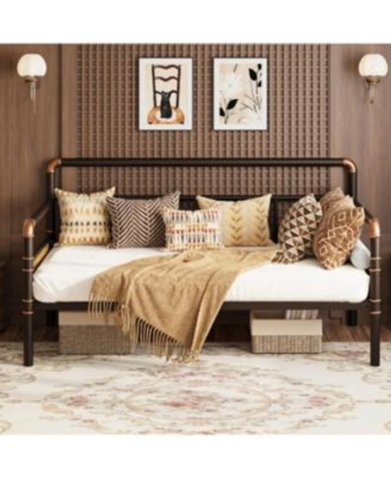 Gaomon Metal Daybed Frame Full Size Heavy Duty Day Bed With Classic Headboard Steel Slat Support Sofa Bed Platform For Living Room Guest Room
