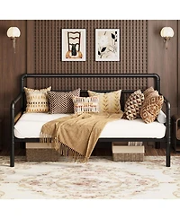 gaomon Metal Daybed Frame Full Size, Heavy Duty Day Bed with Classic Headboard and Steel Slat Support, Sofa Platform for Living Room Guest