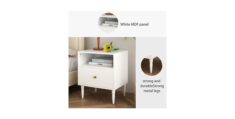 Lucky One 23.6"W Nightstand with Drawer and Shelf