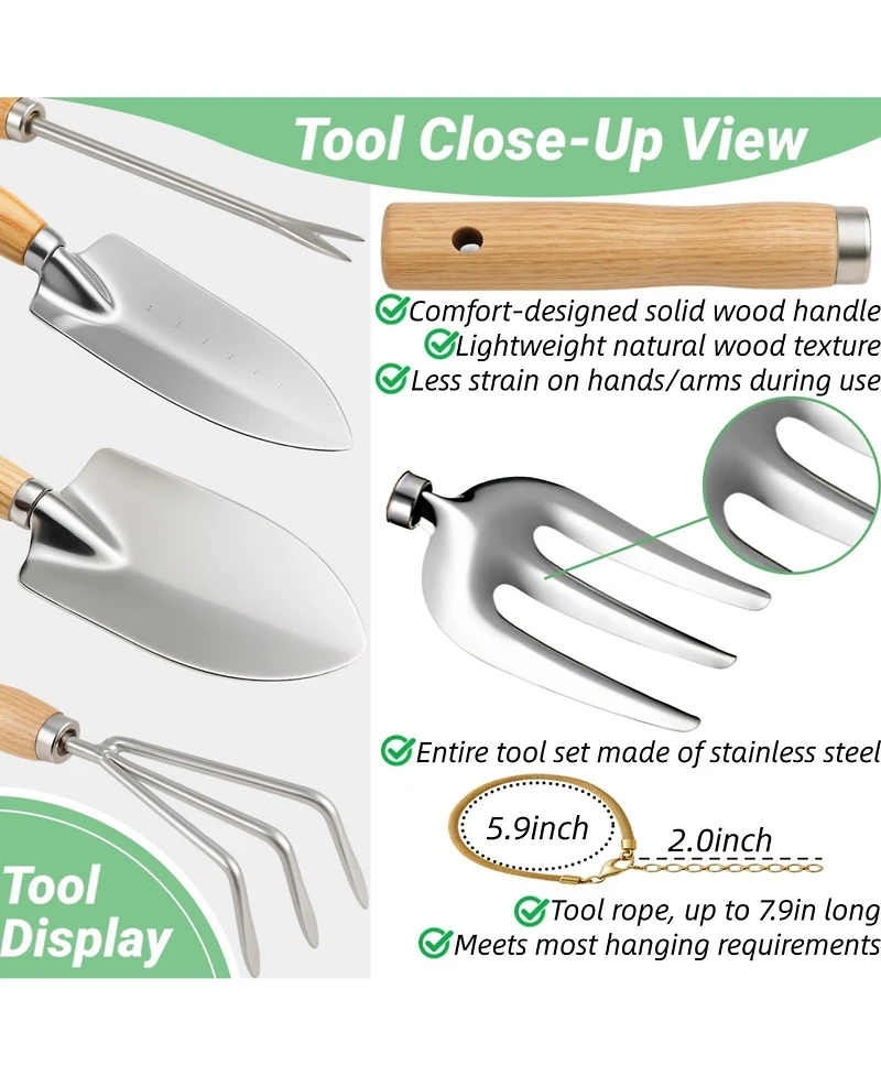 Xdovet Garden Tools Set Stainless Steel Kit with Storage Bag