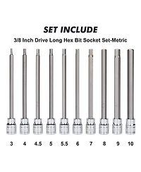 Xdovet Hex Bit Socket Set 3/8 Drive Sae Metric Cr-v S2 Steel