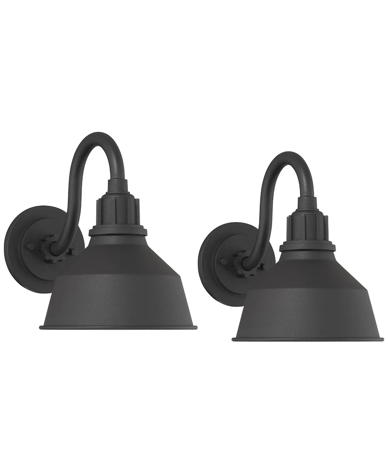 Franklin Iron Works Arnett Rustic Industrial Outdoor Wall Light Fixtures Set of 2 Metal 8inch Downlight Shade for Post Exterior Barn