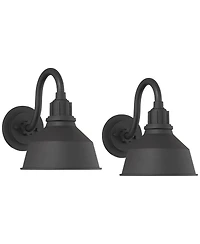 Franklin Iron Works Arnett Rustic Industrial Outdoor Wall Light Fixtures Set of 2 Metal 8inch Downlight Shade for Post Exterior Barn