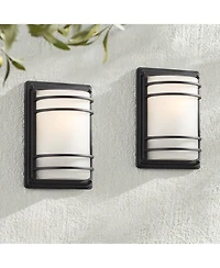 John Timberland Habitat Modern Industrial Outdoor Wall Light Fixtures Set of 2 Metal 11inch Frosted Glass for Post Exterior Barn Deck