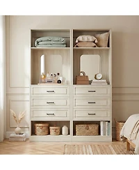 Aheaplus Wooden Closet Organizer with 3 Storage Drawers and Mirror