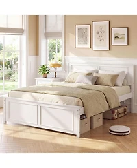 Slickblue Modern Platform Bed Frame with Wooden Headboard
