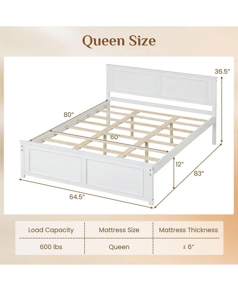 Slickblue Modern Platform Bed Frame with Wooden Headboard