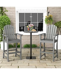 Sugift Set of 2 Counter Height Outdoor Hdpe Bar Stools with Armrests and Footrest
