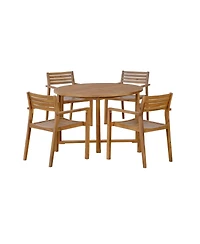 Asagikoiai 5-Piece Acacia Wood Outdoor Dining Set, 47.2" Round Patio Table with 4 Chairs