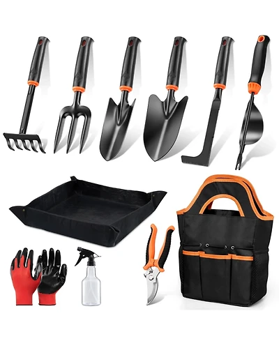 Xdovet Garden Tools Set Hand Kit Tote Bag Repotting Mat Trowel Rake Pruner