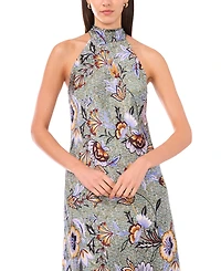 CeCe Women's Draped Satin Tie-Back Halter Midi Dress